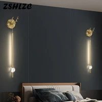 LED Wall Lamp All Copper Lights Modern Long Wall Light For Home Bedroom Stairs Living Room Sofa Background Lighting Deco Sconces