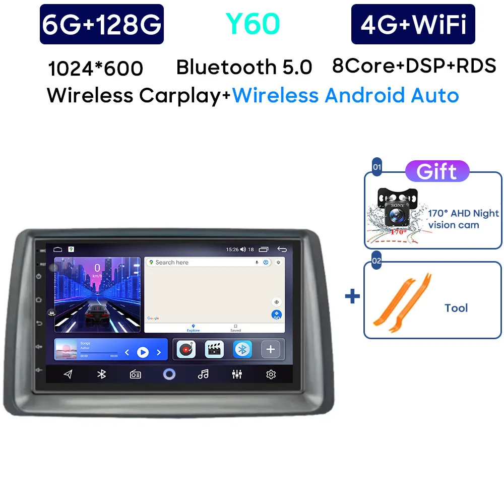 

Автомобильный радиоприемник Carplay для Fiat Panda 2003 2004 2005 2006-2012 навигация GPS Android авто мультимедийный плеер стерео без 2din 5G WiFi