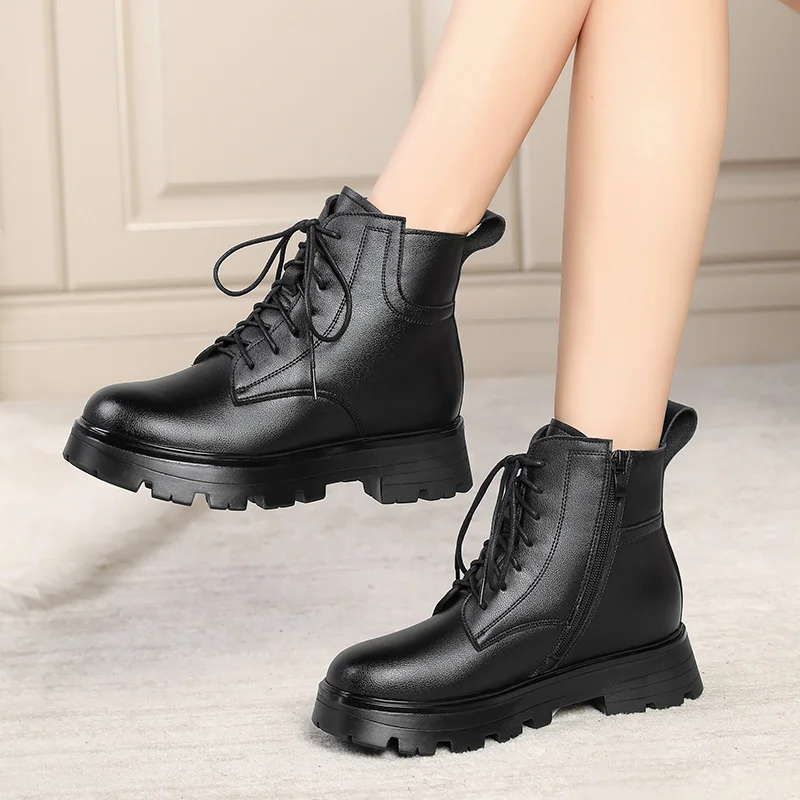 Women Winter Boots Genuine Leather 2023 New Large Size Natural Wool Women Ankle Boots Fashion Keep Warm Marton Boots Ladies