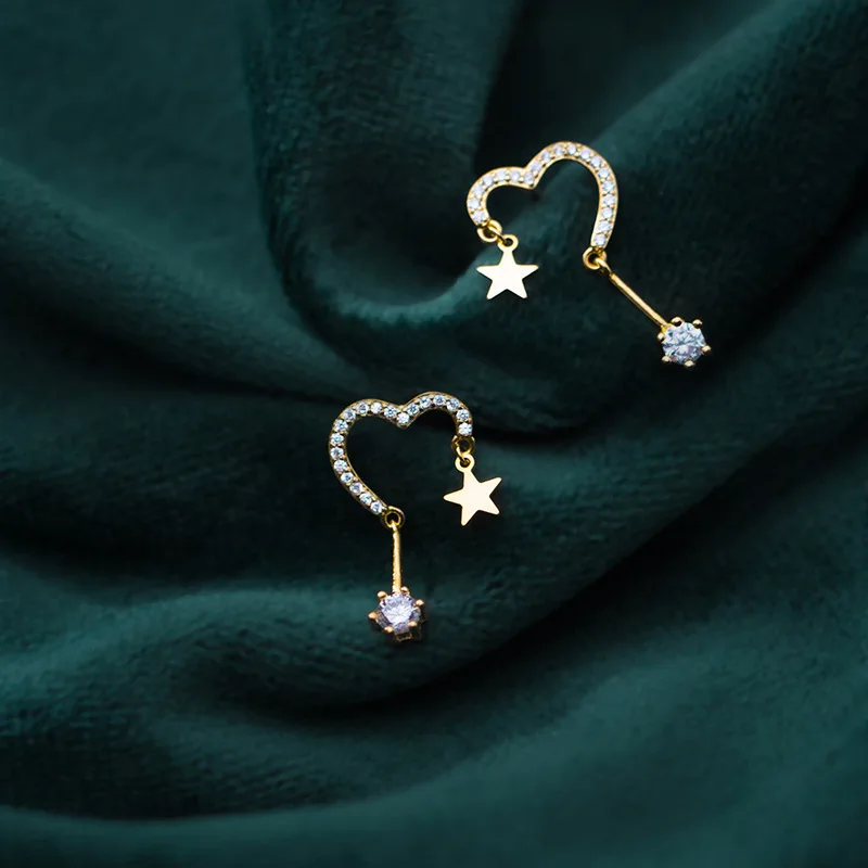

Earrings Female Korean Style Fresh Diamond Love Sweet Cute XINGX Long EarringsG1408