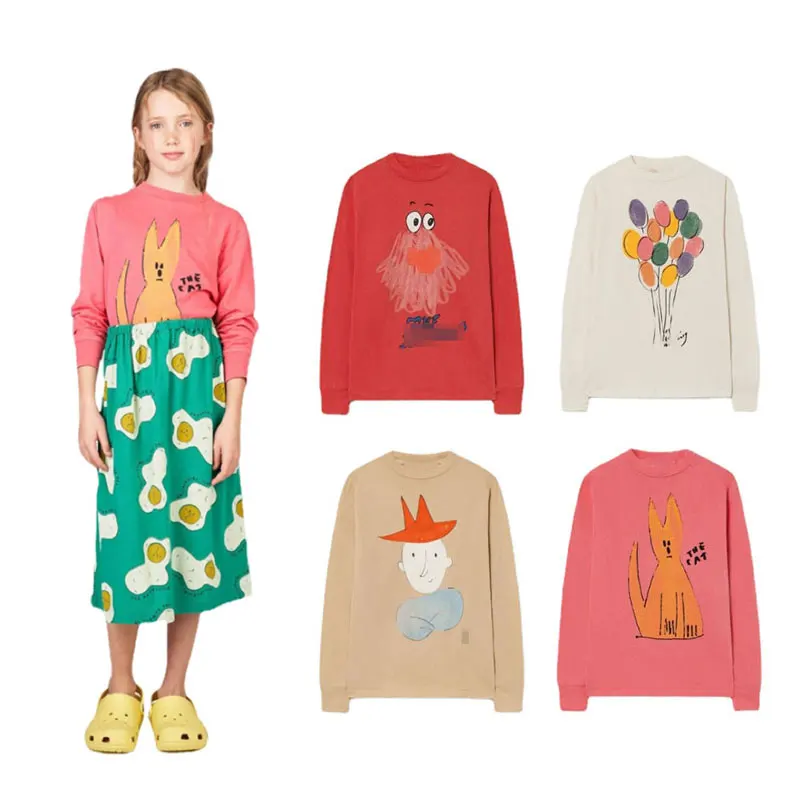 

2022 Tao Autumn New Children's Long-sleeved T-shirt Boys and Girls Cartoon Color Printing Inner Cotton Bottoming Shirt Taotao