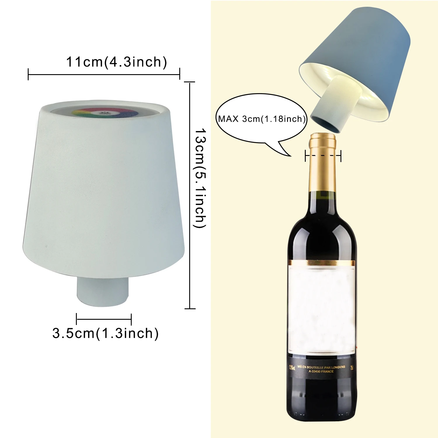 Перезаряжаемая лампа для бутылки с регулируемой яркостью и сенсорным
