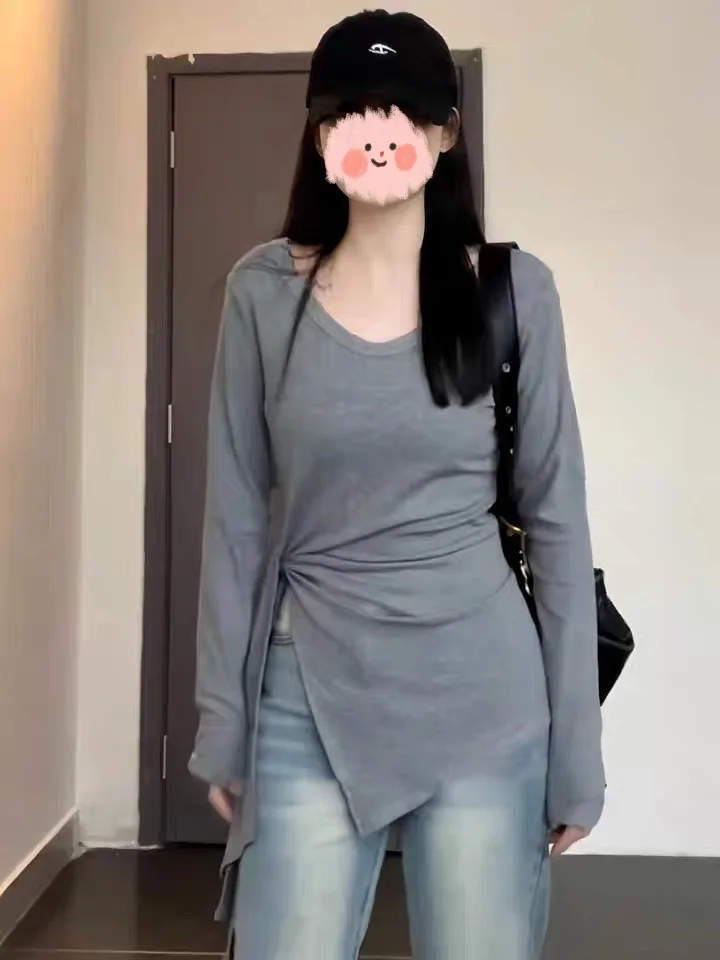 Pure Desire Рубашка с длинными рукавами и нерегулярным ремешком на талии женская