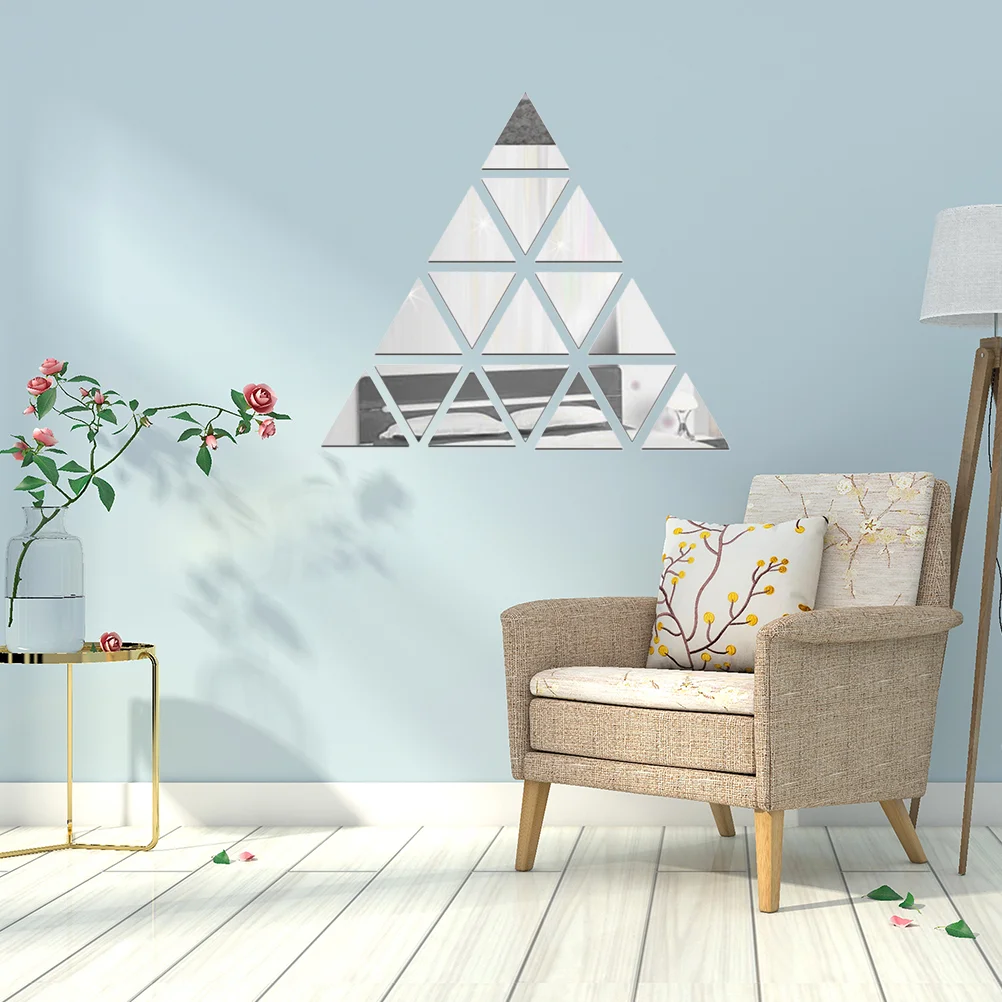 

16 Pcs Home Décor Mirror Wall Sticker Card Head Hexagon Mirror Stickers Triangle Mirror Tiles Self Adhesive Mirror Home decor