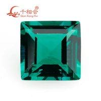 square shape princess cut zambian emerald hydrothermal dark green emerald gemstone for jewelry making