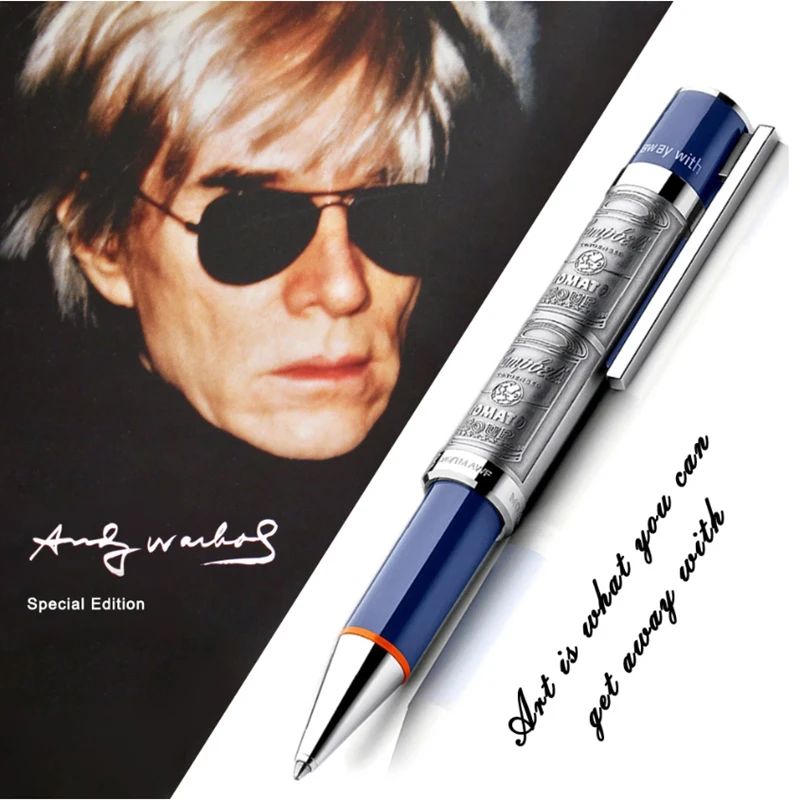 

luxury Limited Edition Andy Warhol MB Ballpoint pen Business office stationery silver fine Reliefs barrel refill pens No Box