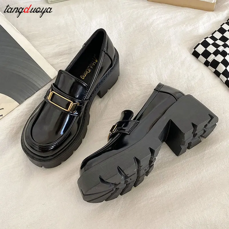

Women Platform Shoes Hidden Height Heels Women's Casual Loafers for women spring Metal Decoration Heels Dress Shoes mary janes
