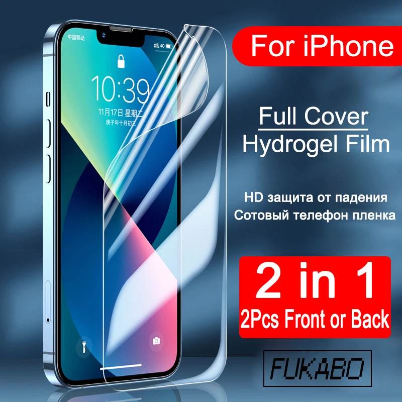 

Full Cover Hydrogel Film For iPhone 13 Pro Max Mini 11 Pro 12 Mini Xs Max XR SE 8 Plus 2Pcs Front or Back Film Screen Protectors