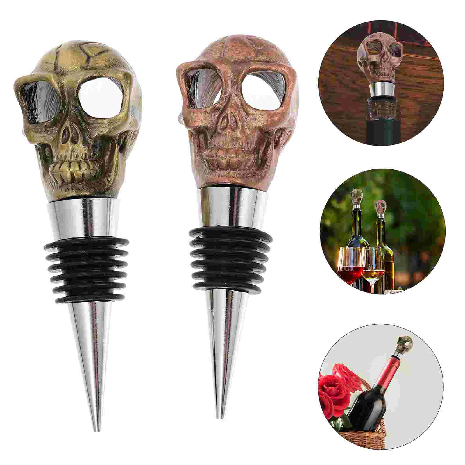 

2pcs Zinc Alloy Skull Wine Bottle Stoppers Bottle Stoppers (Assorted Color)