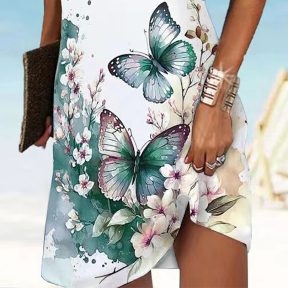 Женское мини-платье в этническом стиле весна-лето 2023 новое повседневное