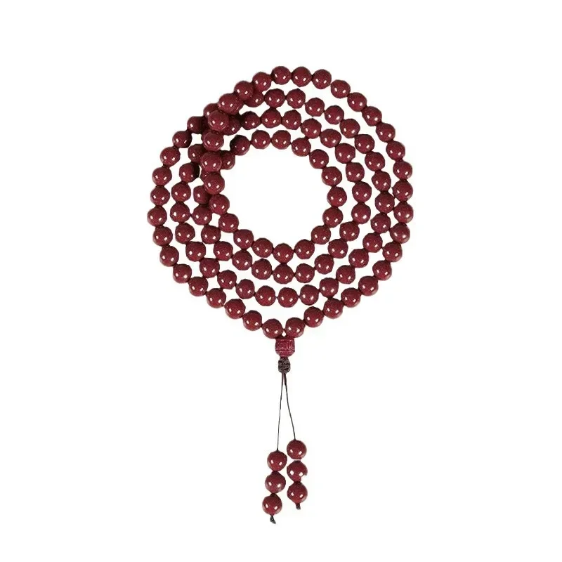 Натуральная киноварь 108 буддийские бусины фиолетовый золотой песок унисекс