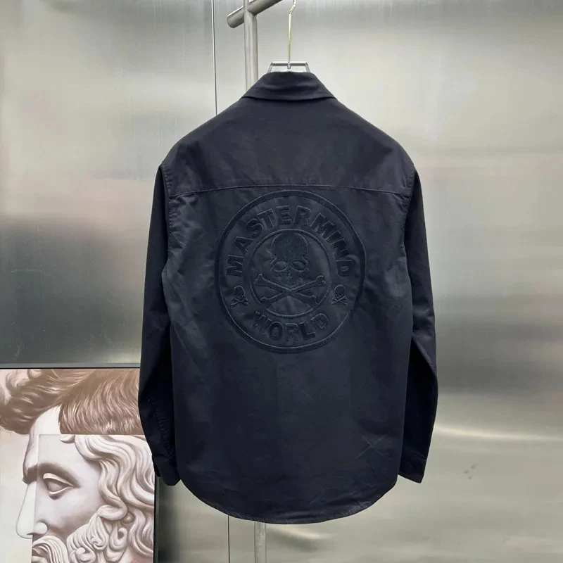 Mastermind Japan Long-Sleeved Shirt 2023 Spring And Autumn Style Dark Skull MMJ Denim Men'S Cardigan Coat Trend Flocked Jacket