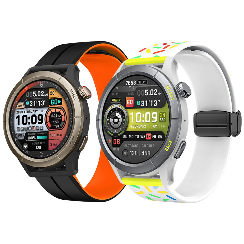 Магнитная складная пряжка для Amazfit Cheetah Pro/круглый силиконовый ремешок кожи GTR GTS Bip