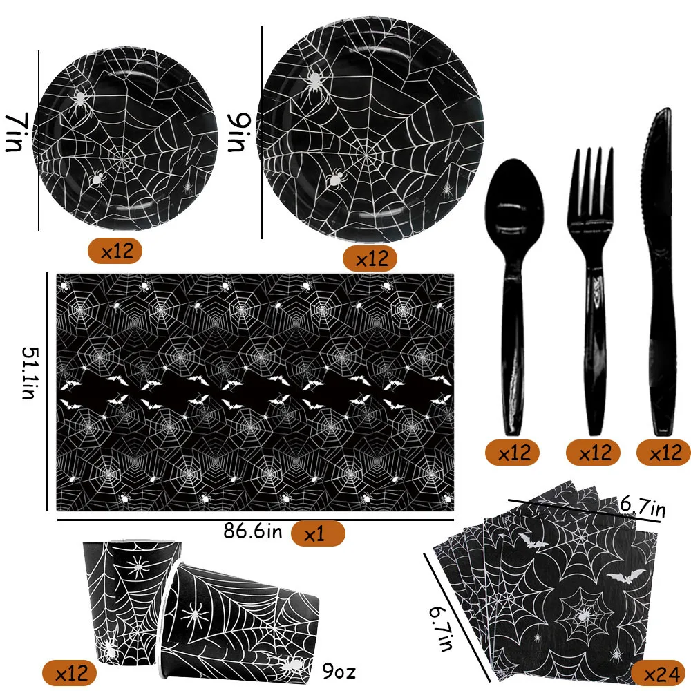 Набор Одноразовой Бумажной Посуды На Тему Хэллоуина - Обеденные Тарелки Чашки И