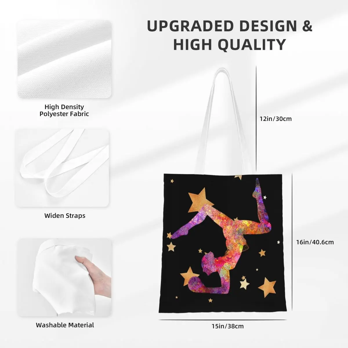 Гимнастика звезды Gymtime Холщовая Сумка-тоут многоразовые большой емкости