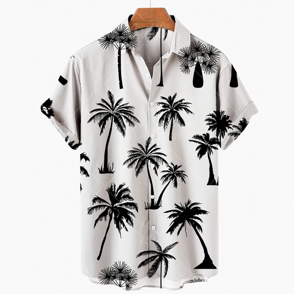 2022 Summer Hawaiian Shirt 3D T-shirt Retro shirt Coconut Tree Pattern Short Sleeve Man Camisa Vacation Casua Man T-shirt  Beach