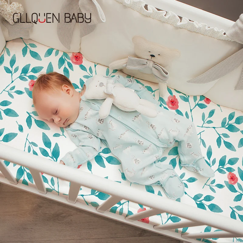 

130*70cm Baby Crib Sheets soft Breathable Baby Bed Mattress Cover Cartoon Print Bed Sheet Baby Bed Mattress