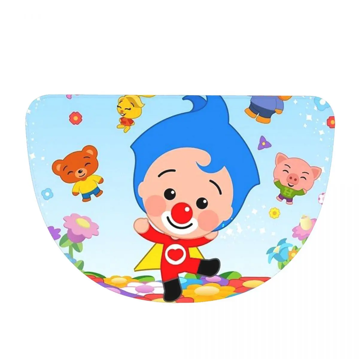 Фото Коврик для ванной комнаты Clown Plims из мягкой фланели, полукруглый, нескользящий, впитывающий, для прачечной и ванной. №1