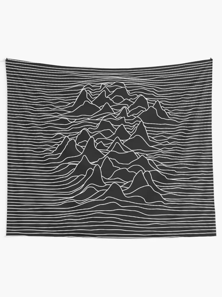 Черно-белый Иллюстрация-графика звуковой волны-черный гобелен Украшение