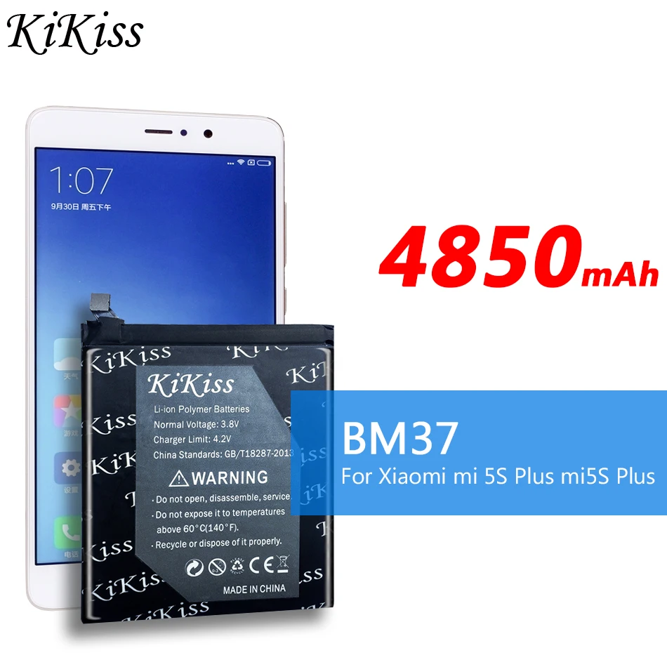 

Large Capacity Battery KiKiss BM37 Mobile Replacement Batterie For Xiaomi Mi 5S plus 5Splus BM 37 Cell Phone Batteria