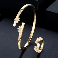 godki luxury trendy round bangle ring set for women full micro cubic zircon pave party wedding saudi arabic dubai jewelry 2021