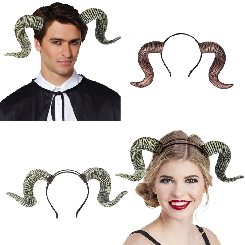 Ободок с дьявольским Рогом ободок овечьим для волос на Хэллоуин одежда вечеринки