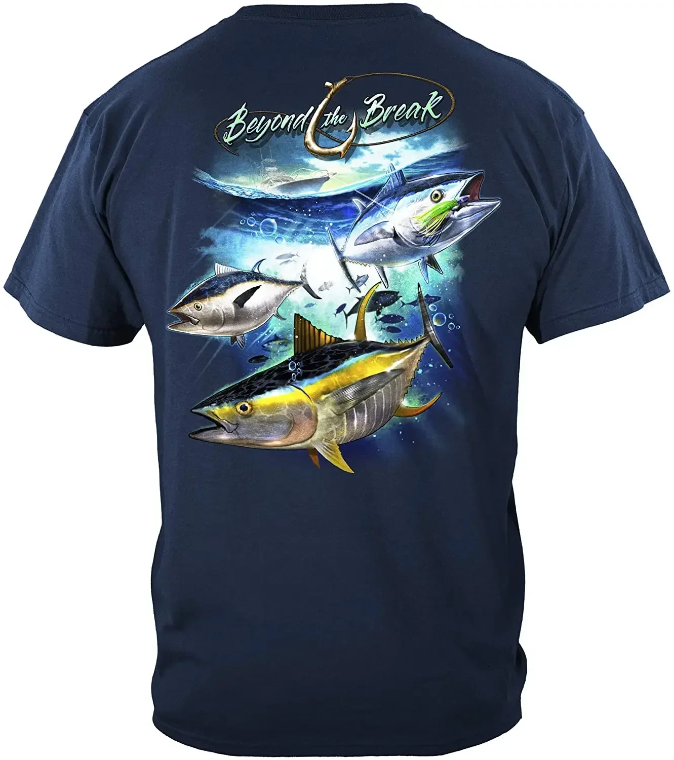 Подарочная футболка Tuna Time Off Shore Fishing Fisherman Anglers 100% хлопок с круглым вырезом летняя