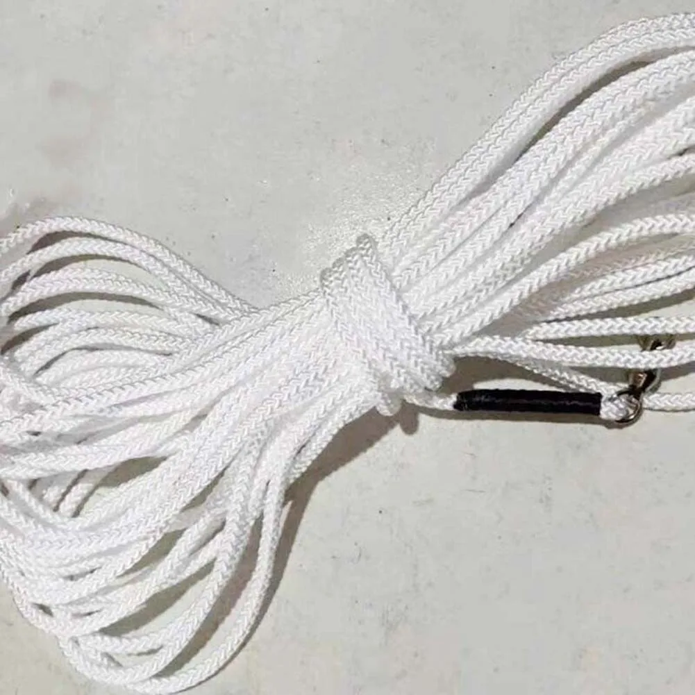 

10M White Flagpole Halyard Rope Flag Pole Rope Nylon Braided Cord + Free Hooks