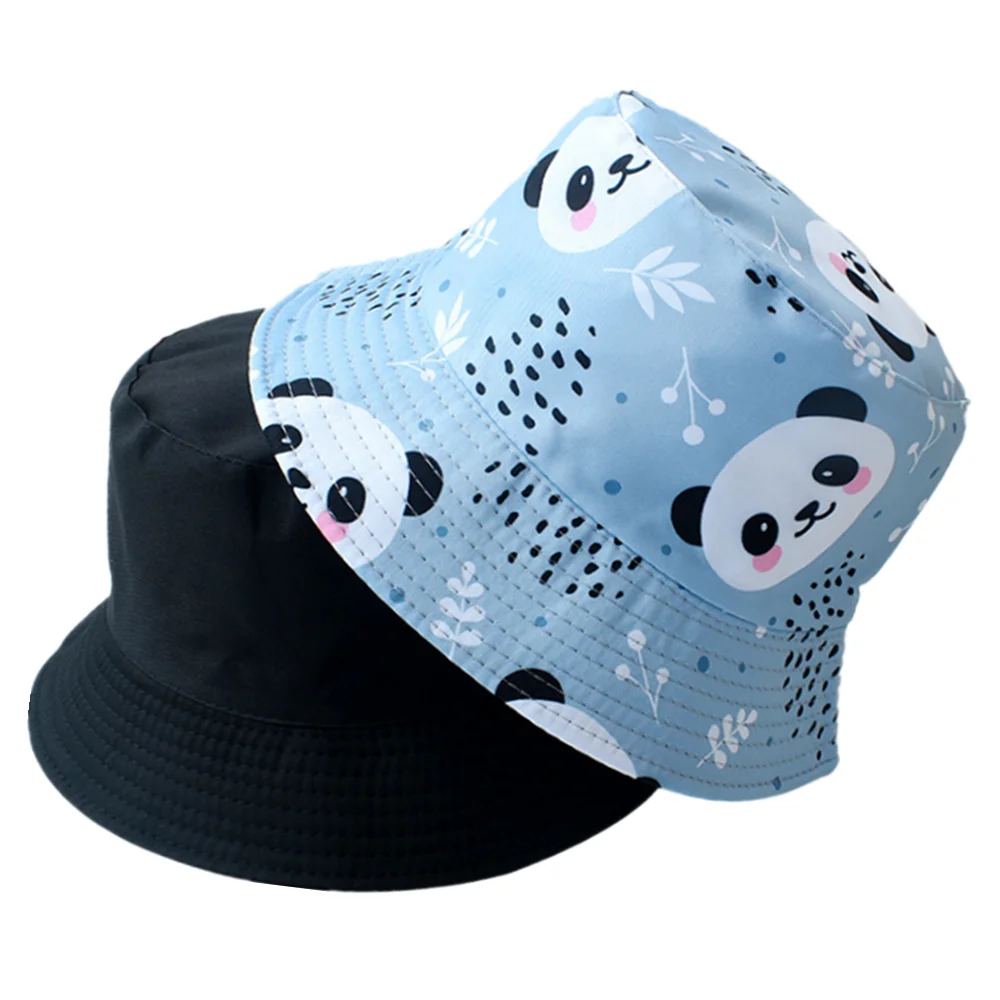 

New Double-Sided Panda Bucket Hat Letter Fisherman Sun Outdoor Men and Women Basin Cap Tide