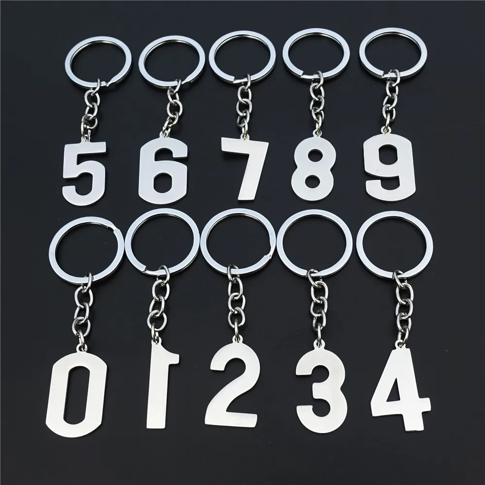 Arabic Numerals Keyring Stainless Steel Figure Keychain  0 1 2 3 4 5 6 7 8 9 Lucky Number Hangtag Marker for Key and Room
