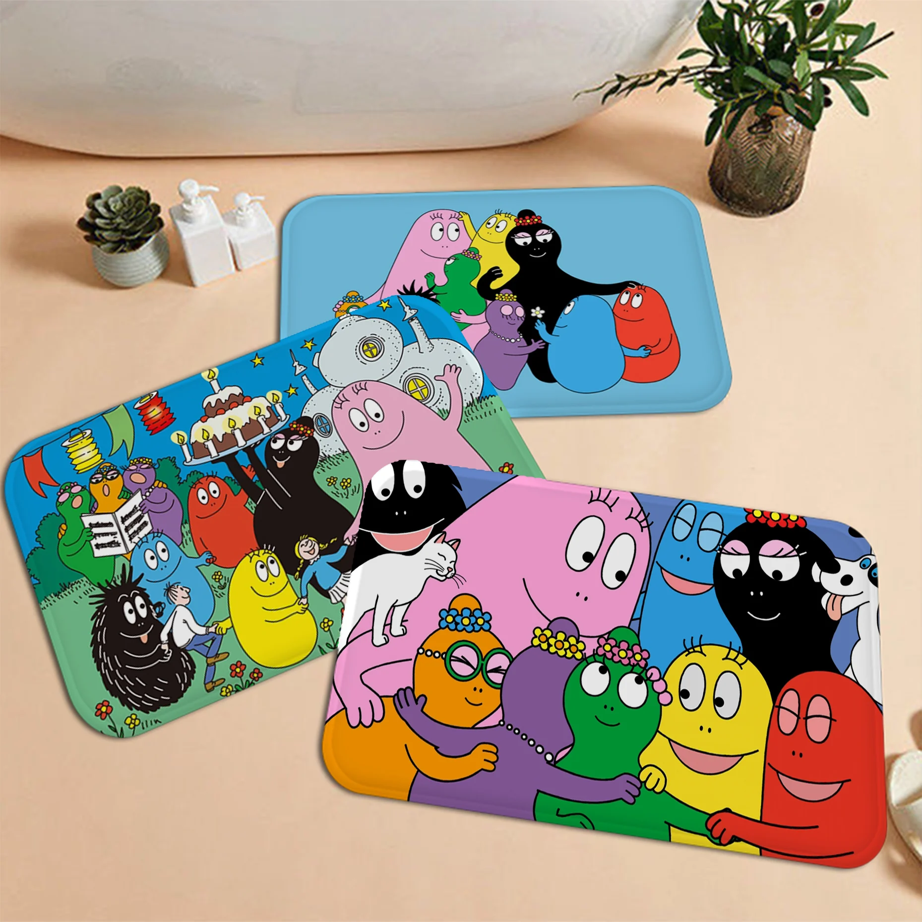 

Cute Cartoon Les Barbapapa Family Floor Mat Bath Mat Nordic Style Home Doormat Bathroom-Toilet Mats Bedroom Welcome Doormat