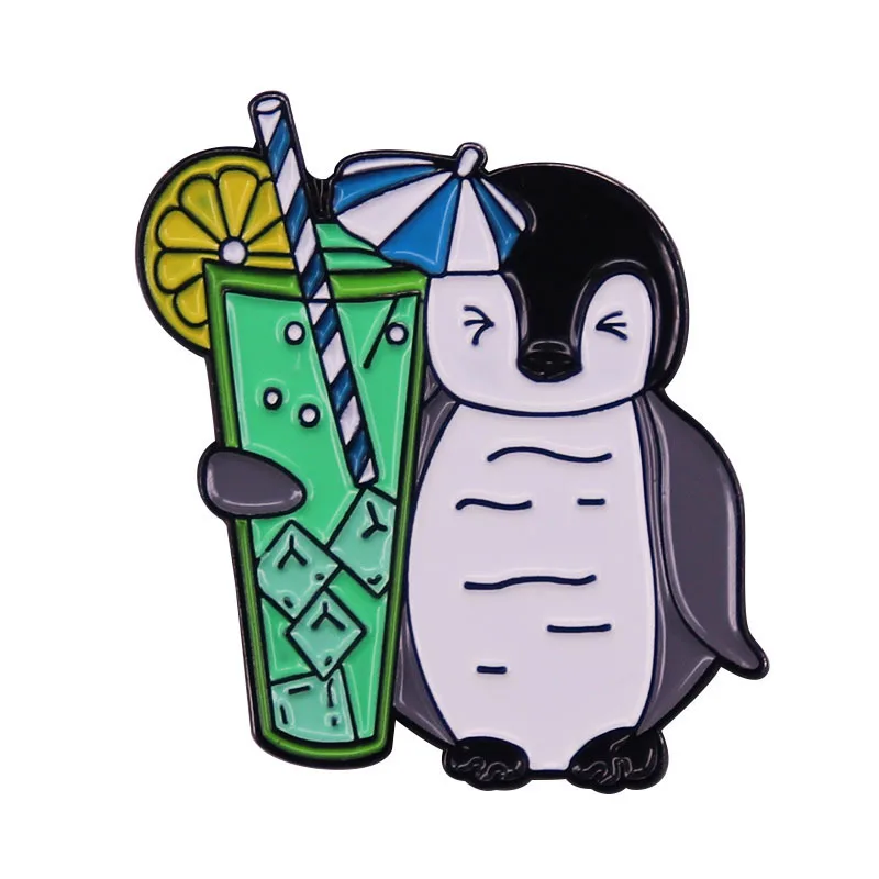

Lemon Ice Beverage Lovely Penguin Baby Metal Enamel Clothes Hat Bag Coats Lapel Badge Brooch Pin