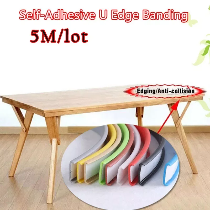 

5M Self-Adhesive Edge Banding Tape U-shaped Edge Banding Furniture Wood Closet Decoration U-Shaped Silicone Rubber Seal Strip