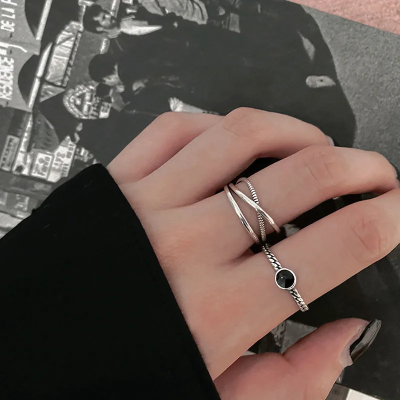 

Minimalist Chain Rings Set for Women Teenager INS Fashion Vintage Creative Geometric Double Layer anillos Party Jewelry Gifts