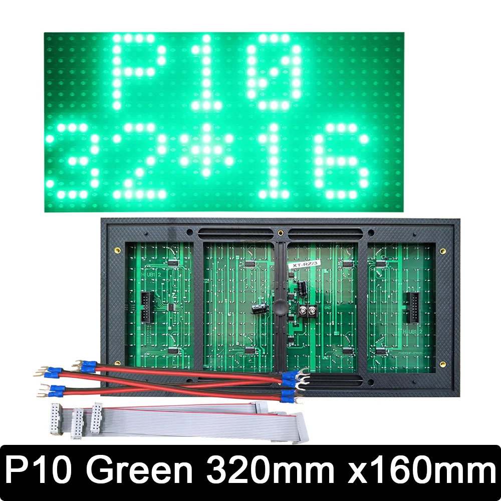 Одиночный зеленый LED модуль P10 для наружного использования, матрица 32х16, дисплей для рекламных знаков.