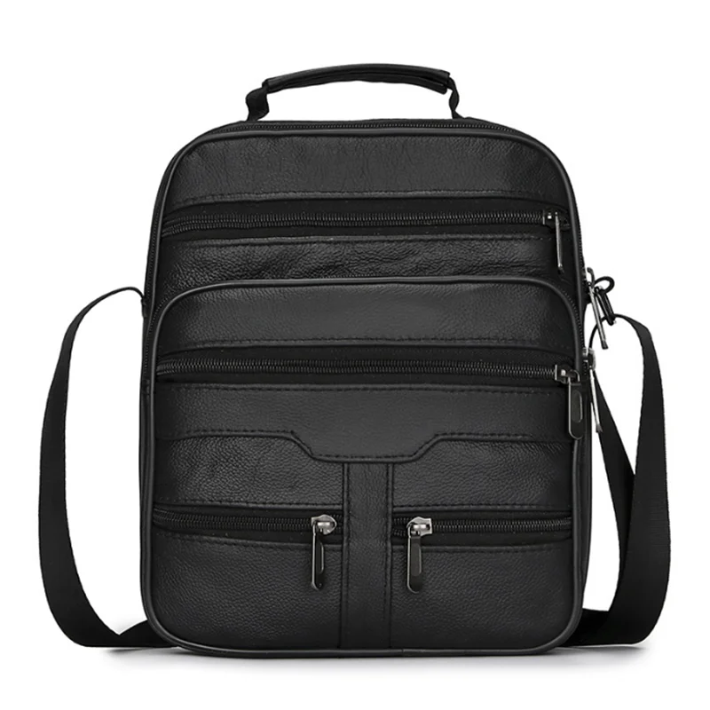 2020 New Men's Business Casual Leather Bag Shoulder Crossbody Bolsos Office Laptop Bolso Cuero Notebook 12 Inch Aktetas Black