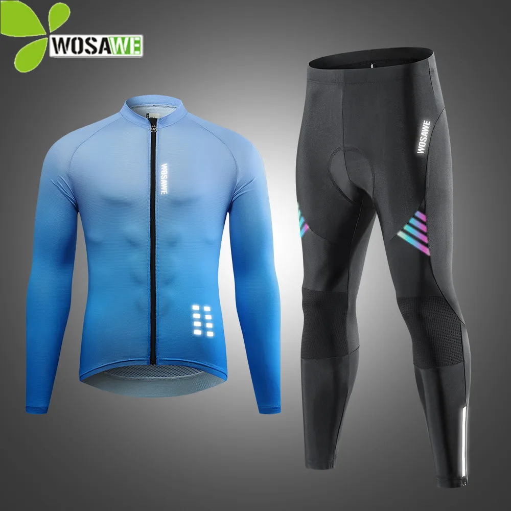 

WOSAWE Mountain Bike Gradient Long-sleeved Suit Cycling Wear Team Bicycle Moisture Wicking And Quick-drying Clothing Men