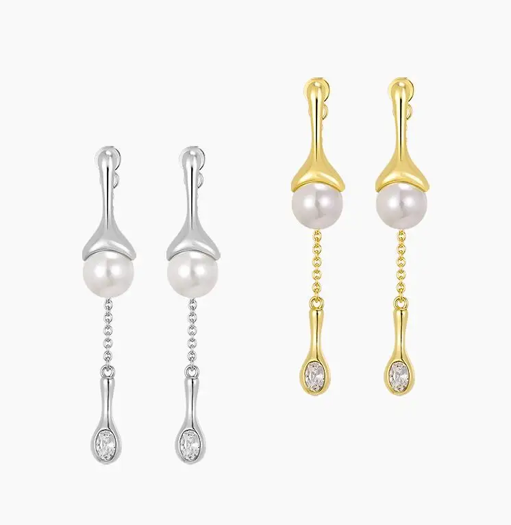 

Женские серьги-гвоздики из циркония, с искусственным жемчугом