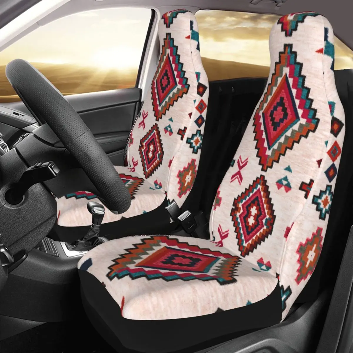 

Boho Universal Car Seat Cover Four Seasons For SUV Mandala Bohemian Pattern Car Seat Protection Covers Polyester Seat Protector