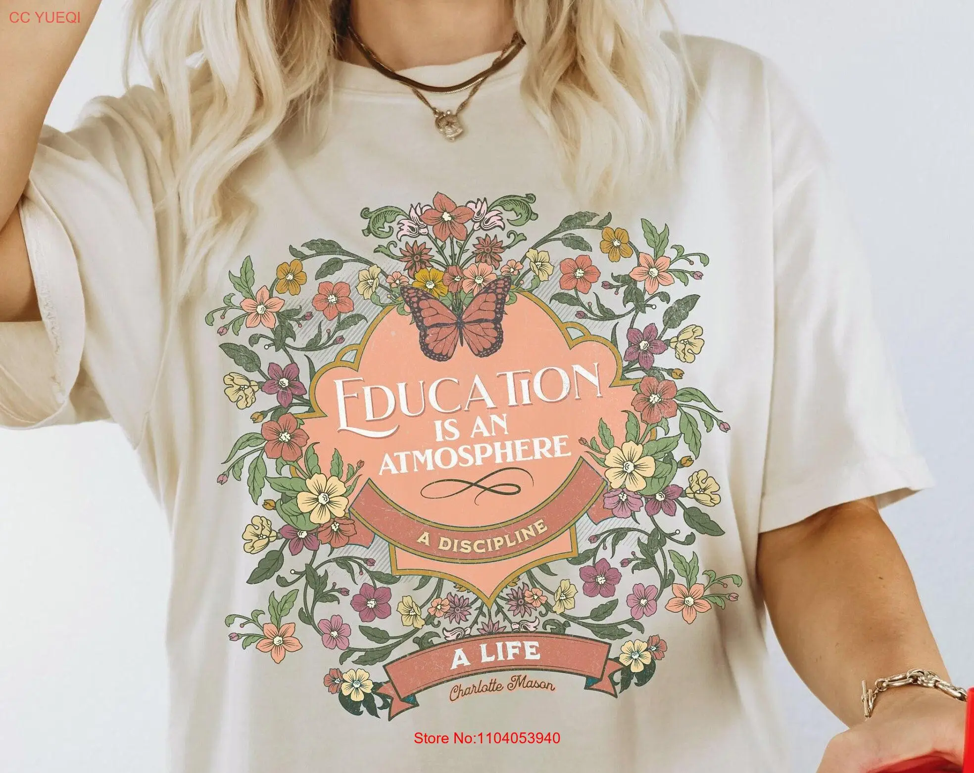 Футболка Charlotte Mason Homeschool для мамы комфортные цвета винтажный стиль Cottagecore большие