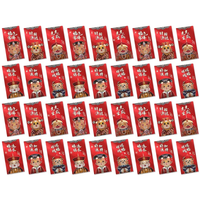 

36 Pcs Chinese Red Envelopes Year of the Tiger Lucky Money Red Packet Hong Bao for Spring Festival Supplies