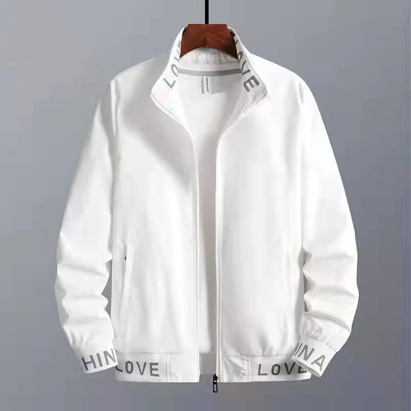 

Men's black and white casual sports jacket new Korean version trend loose all-match plus size men's jacket fitness sportswear