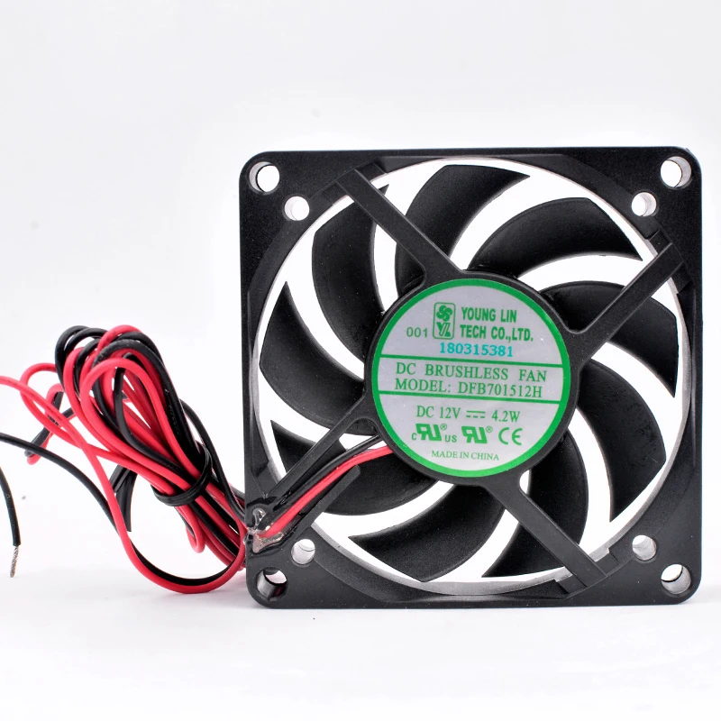 Вентилятор охлаждения DFB701512H, 7 см, 70 мм, 70x70x15 мм, 12 В постоянного тока, 4,2 Вт, 2 провода, 2 шарика, Вентилятор охлаждения с большим объемом воздуха для блока питания шасси