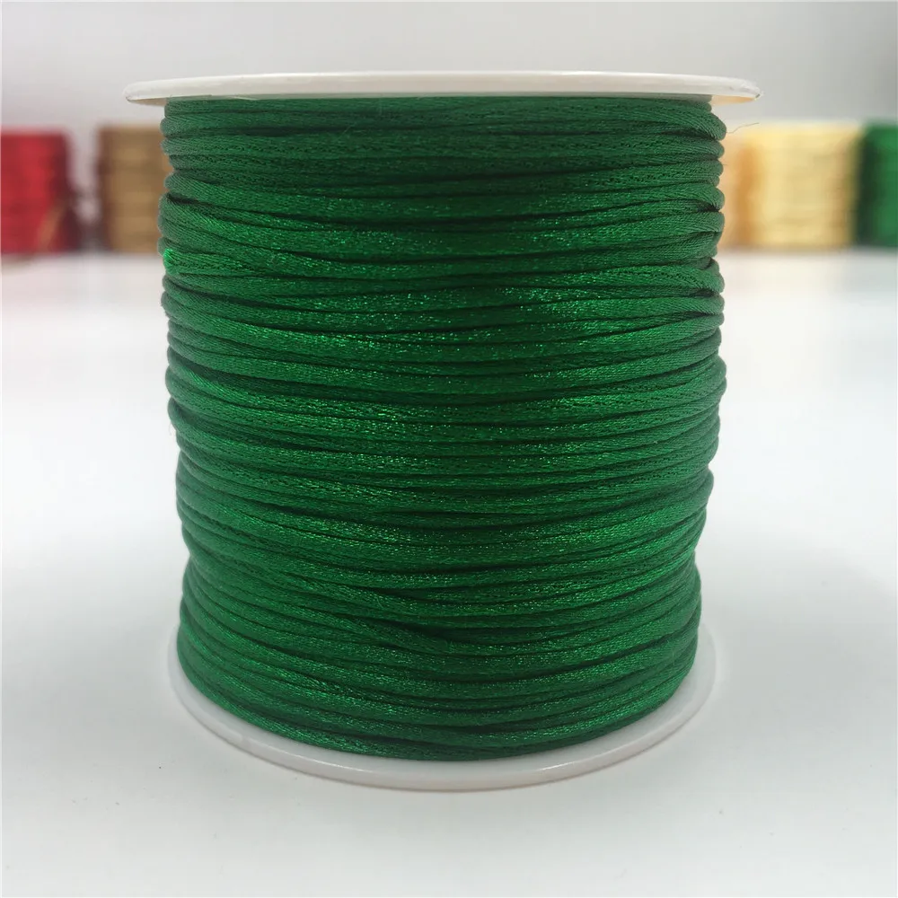 

1MM 20/50meters/Roll Emerald Green Chinese Knot Cord Macrame Silk Strong Braided Satin Rope DIY Making Beading Thread Wire