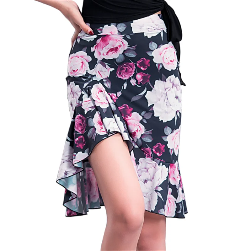 

Latin Dance Dress Fashion Dancing Training Miniskirt Sexy Latin Costumes Women Floral Pattern Dance Skirt