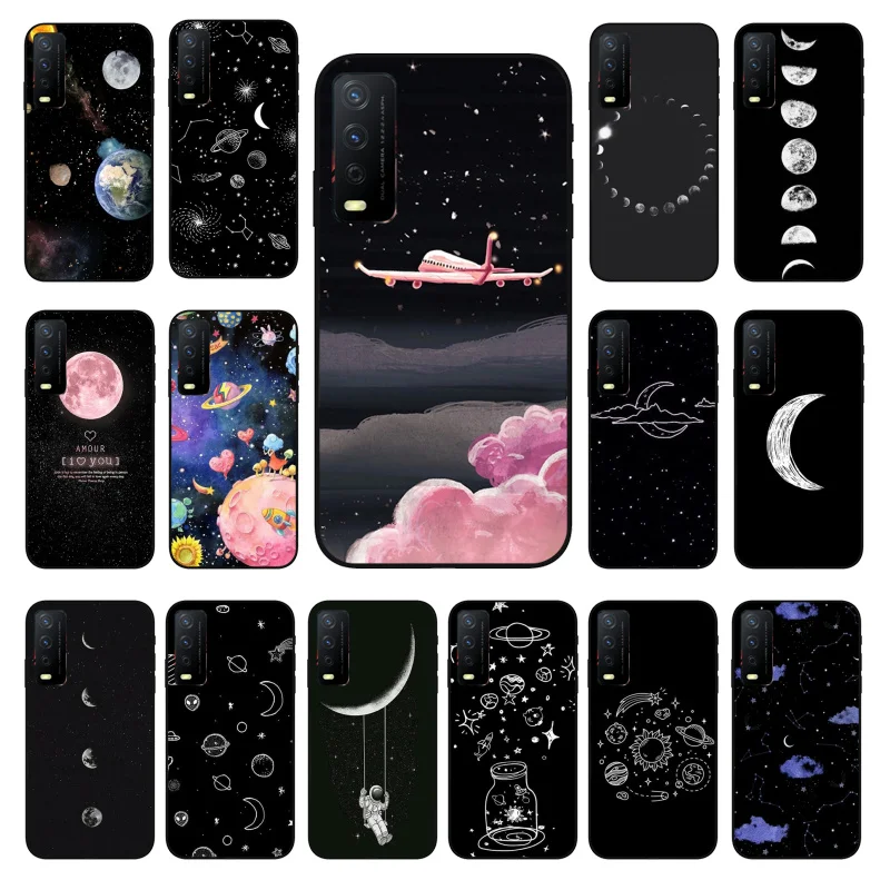 

Moon stars space astronaut Phone Case for VIVO Y15s Y20 Y11 Y12 Y17 Y19 Y20S Y31 Y9s Y91 Y21 Y51 Y20i Y93 Y12S Y70