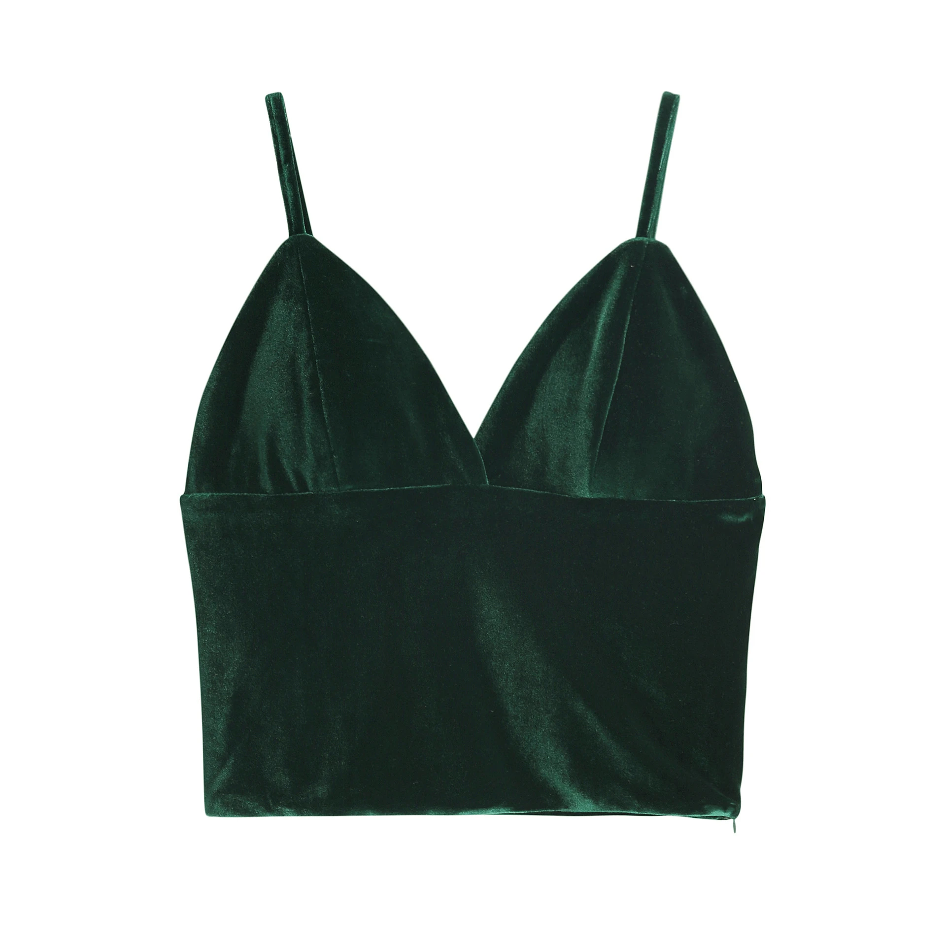 

Women Sexy Velvet Crop Tops Tube Top Sleeveless Backless V Neck Slim Streetwear Tank Tops Summer Solid Color Short Camisole 2020