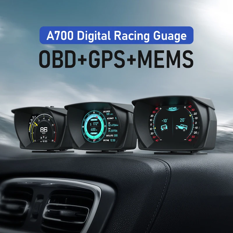 

Автомобильный датчик A700 GPS + OBD + MEMS, HUD Дисплей на лобовом стекле, спидометр, измеритель уклона с ЖК-дисплеем, автомобильные аксессуары