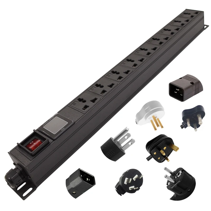 

Network Rack PDU Power Strip Without Wires 9 Ways Universal hole with digital display electric current Voltage ampere