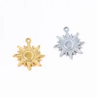 stainless steel sun pendant for diy making necklaces gold color sun medallion jewelry accessories wholesale 20pcs